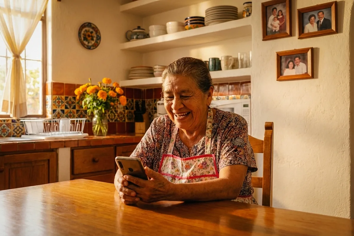 Mexican grandmother happily receiving remittances from the US via ShareMoney