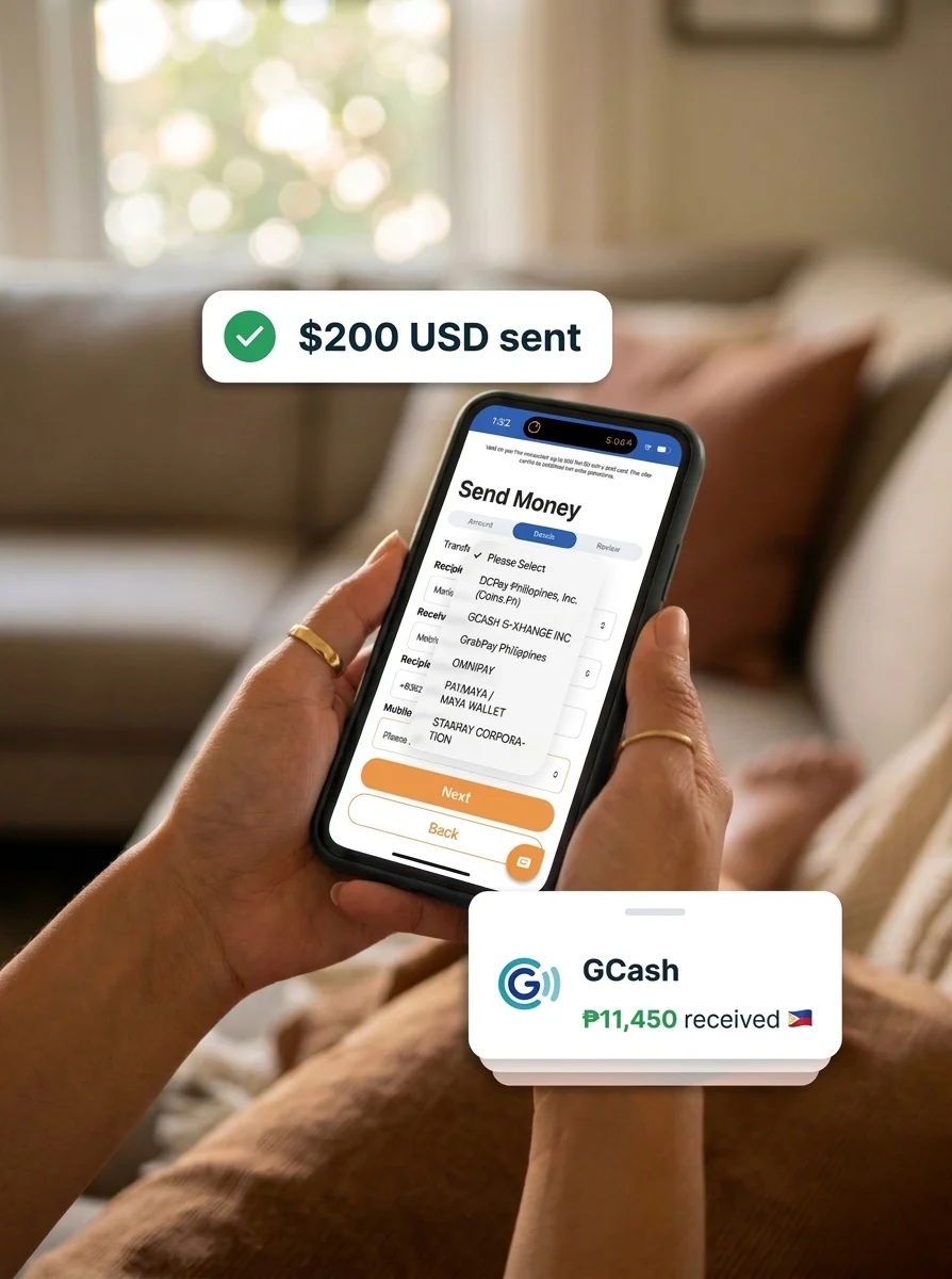 Send money to GCash from USA using the ShareMoney app