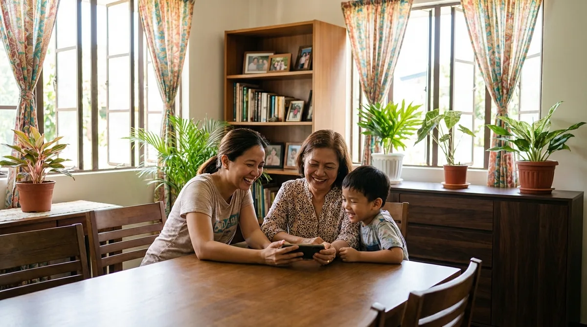 Filipino family receiving money from the USA via ShareMoney remittance