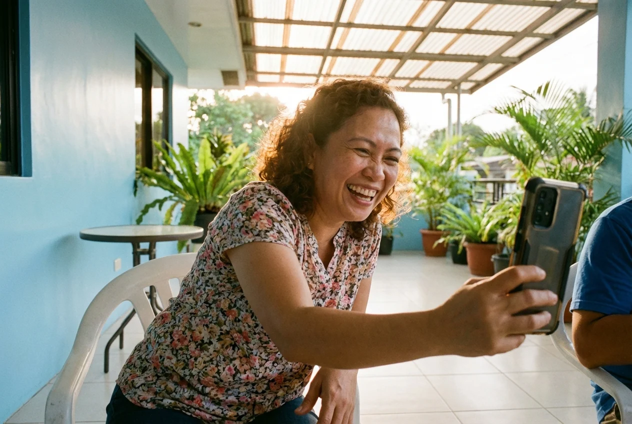 Filipino family in the Philippines receiving money sent at the best USD to PHP exchange rate