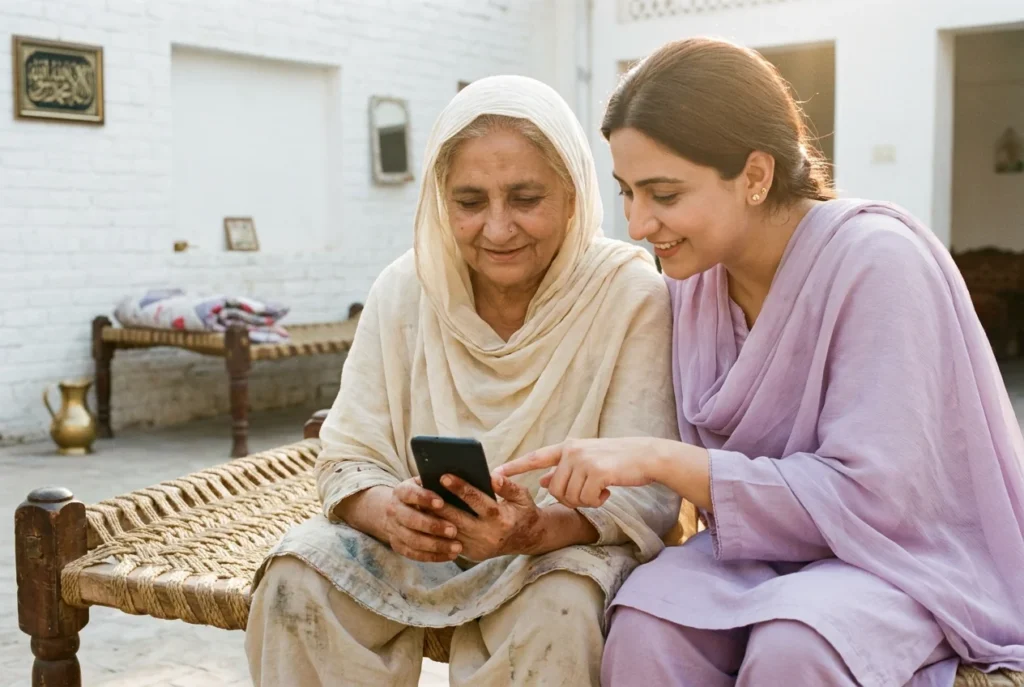 pakistani family receiving money to meezan bank from their son in the usa