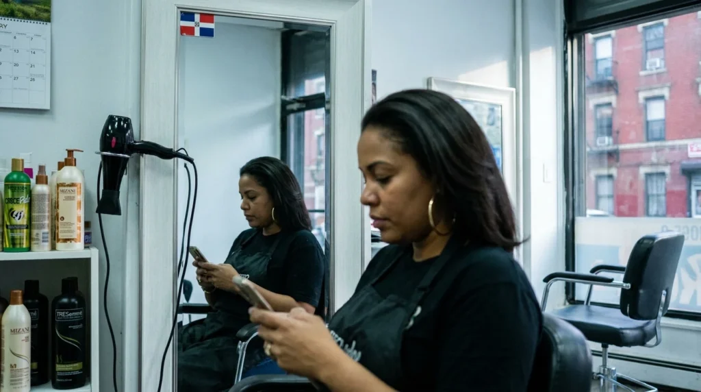 dominican-american hairstylist in nyc sending money to banreservas from the usa via sharemoney app