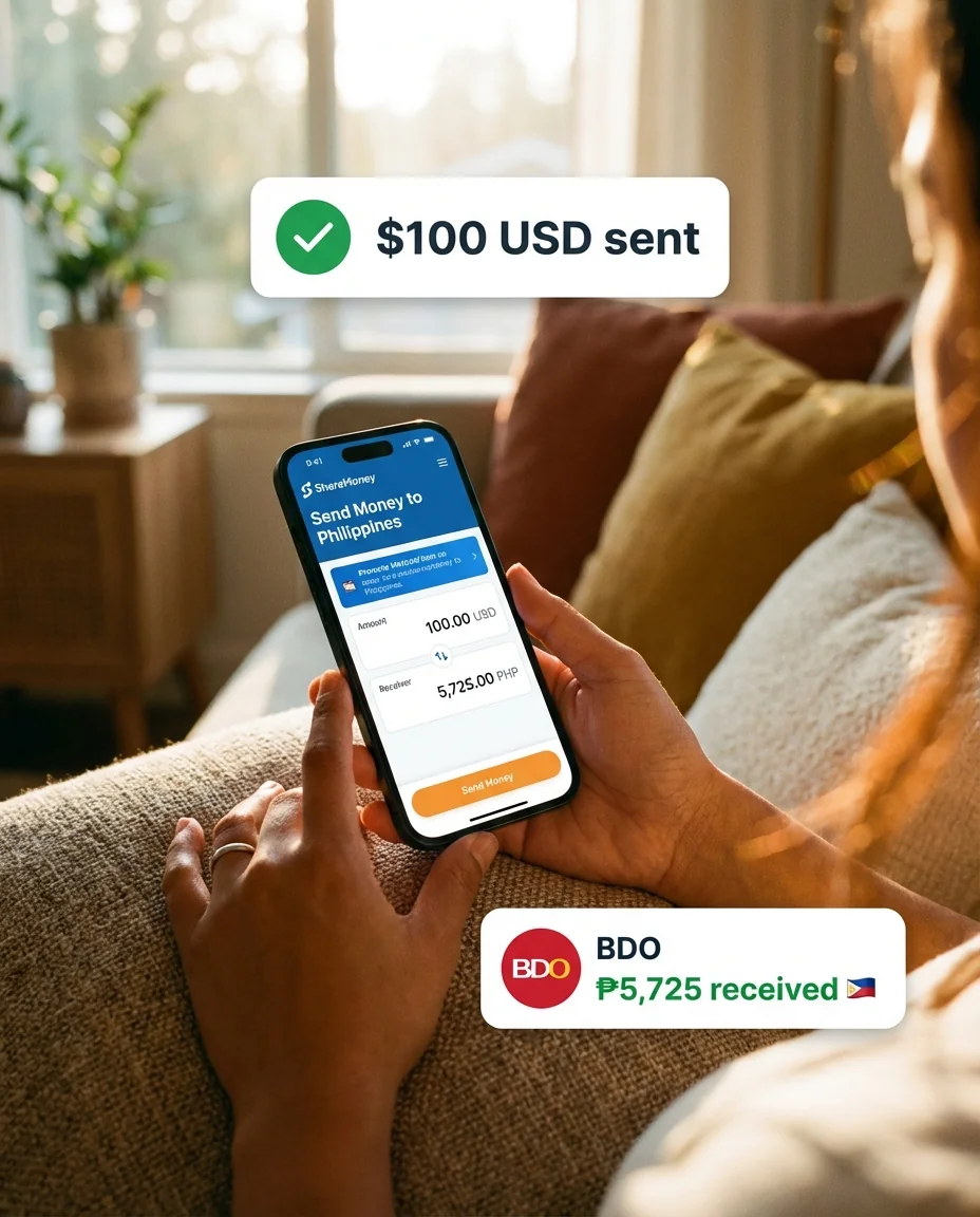 Filipino family receiving BDO transfer from USA via ShareMoney