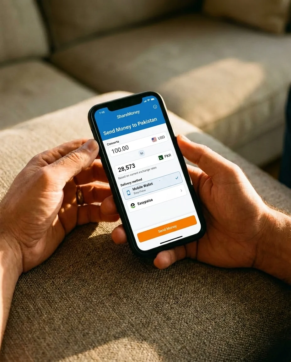 send money to easypaisa from the usa using the sharemoney app