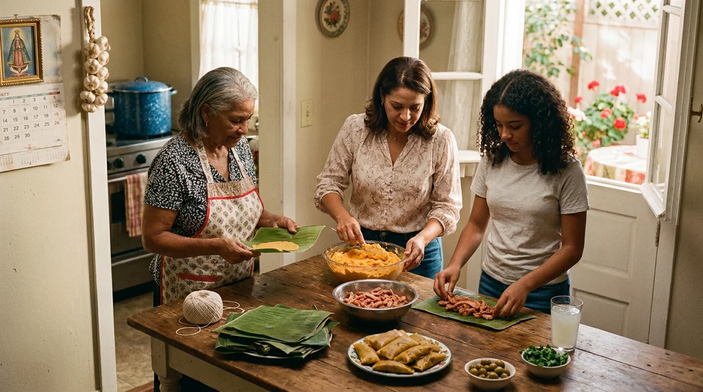 multi-generational dominican family preparing pasteles en hoja nochebuena dominican diaspora remittances