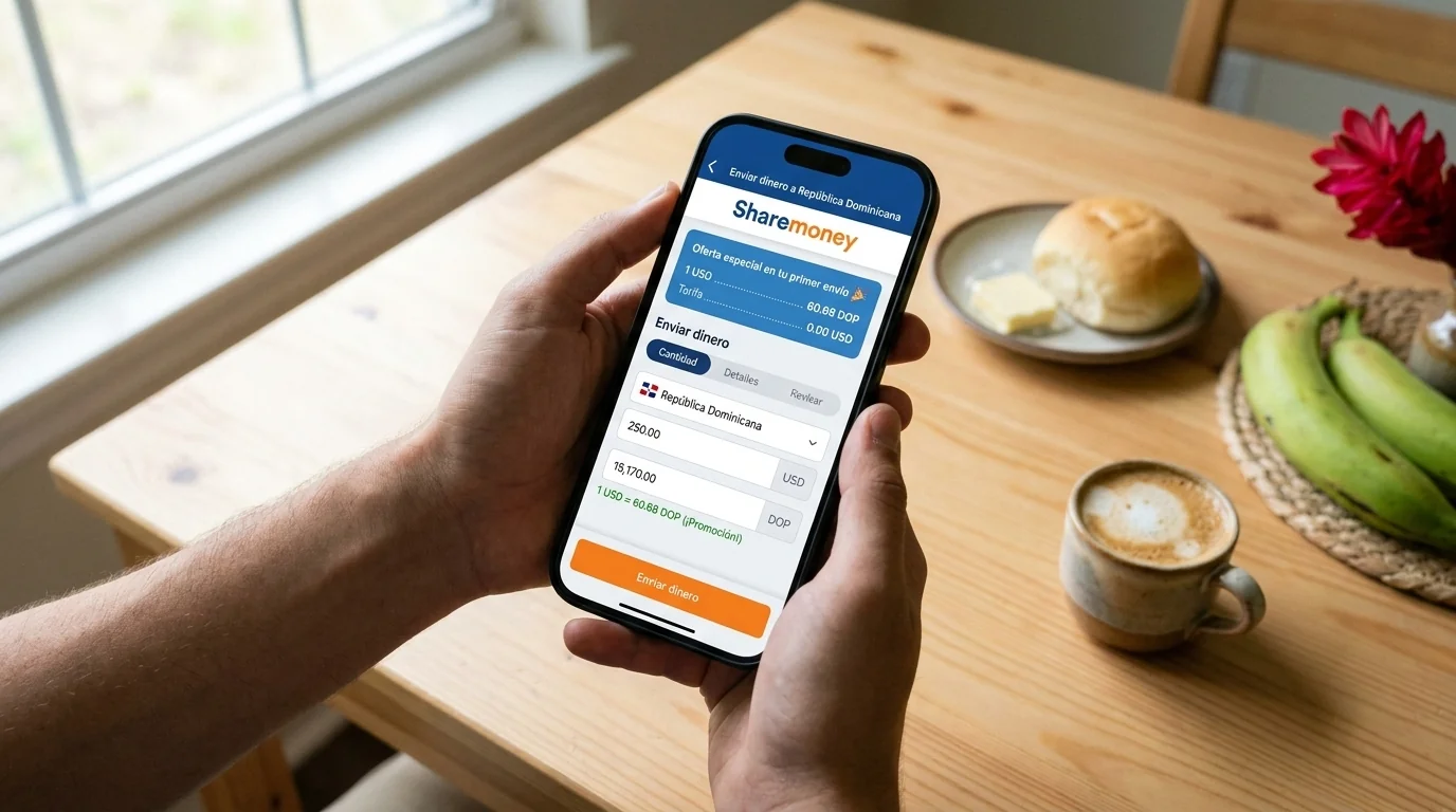 sharemoney app showing how to send dominican diaspora remittances to banreservas from the usa