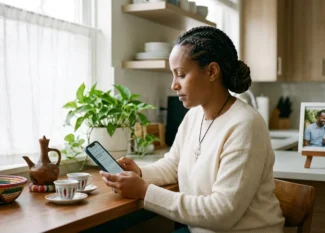 Ethiopian-American sender using ShareMoney app to send money to CBE from the USA