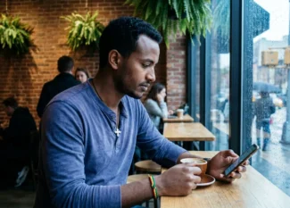 Ethiopian-American sender using ShareMoney app to send money to telebirr from the USA