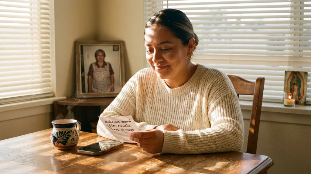 mexican american woman sending money to mexico for her mother in michoacán