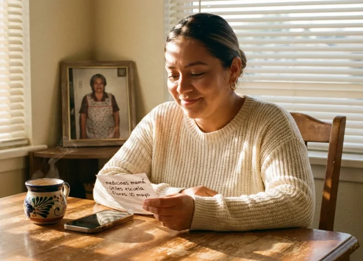 mexican american woman sending money to mexico for her mother in michoacán