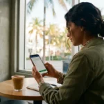 How to send money to Colombia from the USA — Colombian woman in Miami sending a transfer with the ShareMoney app