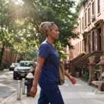 Jamaican home health aide walking to work in Brooklyn on a summer morning, a guide on how to send money to Jamaica